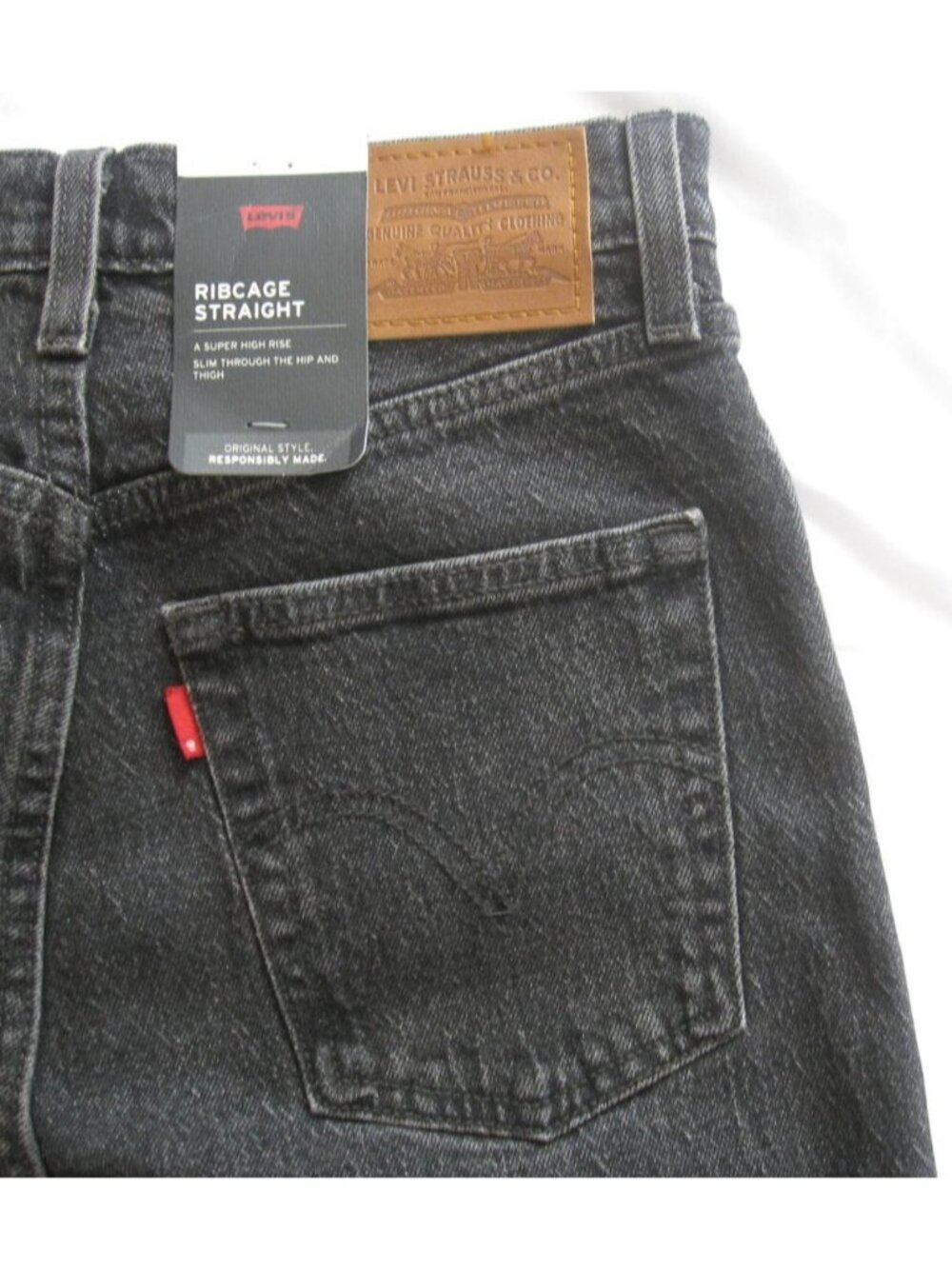 New Levi’s Ribcage Straight Premium Jeans Women Sz 25x32 Button Fly Denim(WP527)